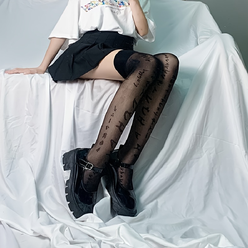 Medias rosas de estilo japonés para Mujer, medias transparentes