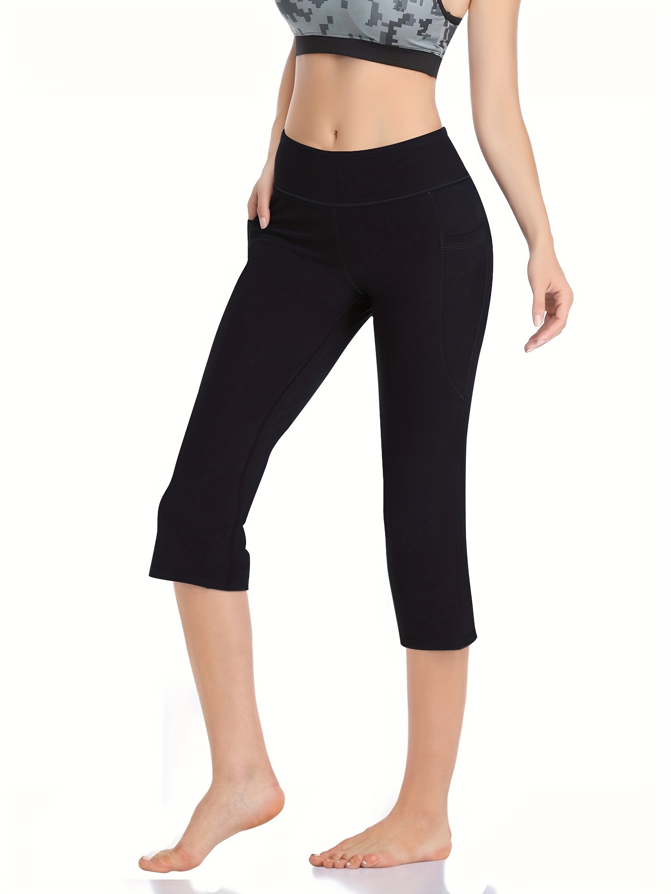  Capri Flare Leggings For Women - High Waist Tummy Control  Bootcut Yoga Pants Workout Flare Capris Pants Navy