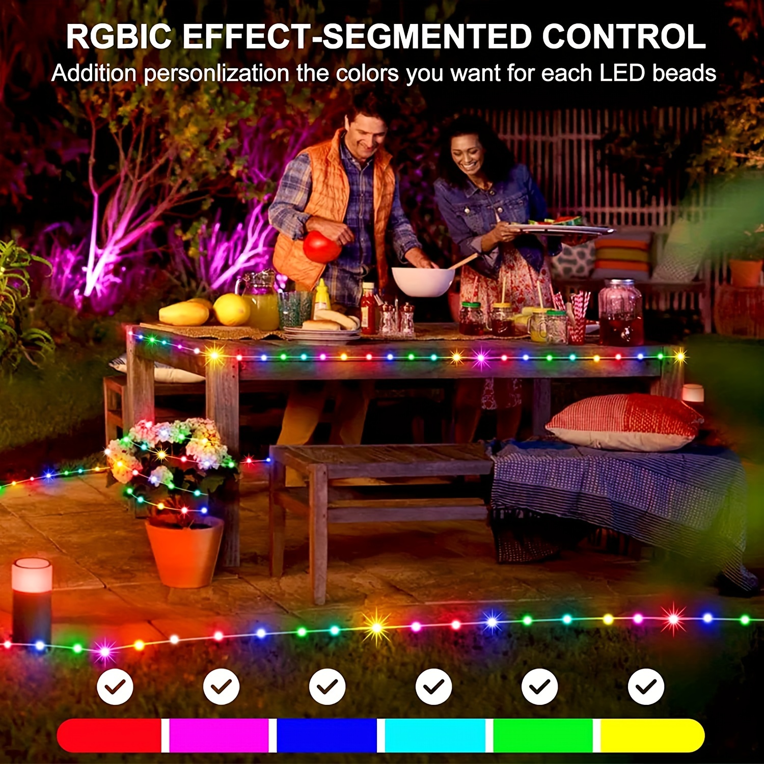 Christmas Rgbic String Light Smart Wireless Led Garlands Usb - Temu