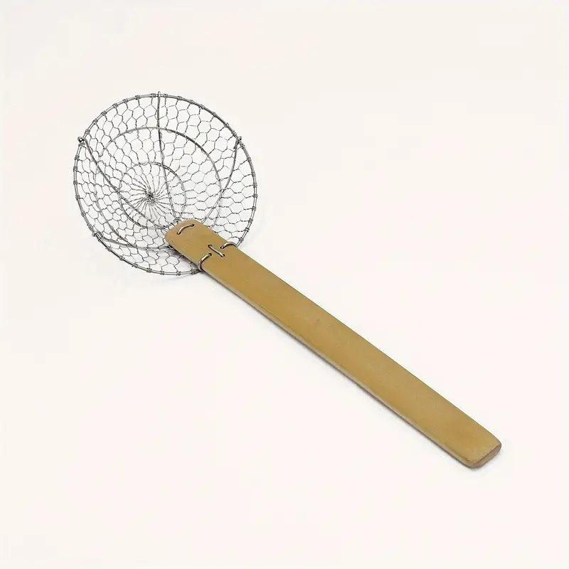 Strainer Ladle, Stainless Steel Wire Skimmer Spoon With Bamboo