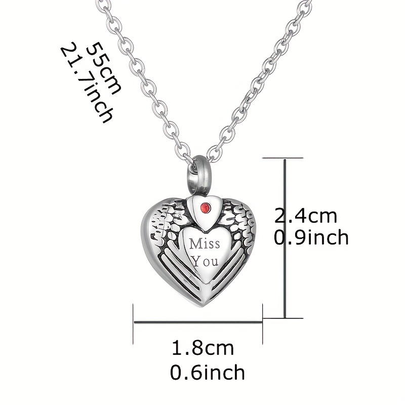 Stainless Steel "Miss You" Heart Pendant Necklace