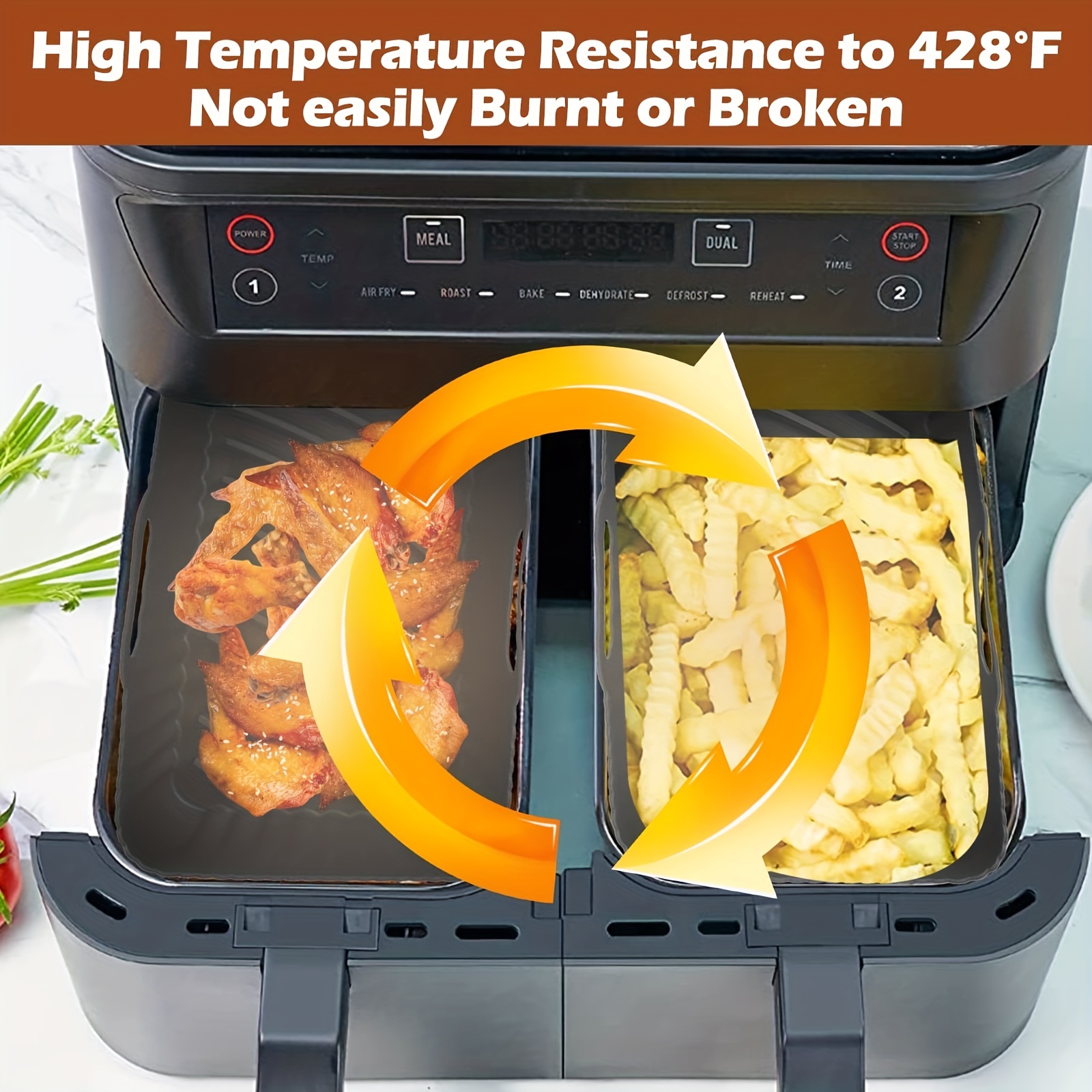 Silicone Air Fryer Liners For Ninja Foodi Air Fryer Af300uk, Af400uk, Ninja  Foodi Dual Zone Air Fryer Accessories, Reusable Silicone Dual Basket Air  Fryer Liner 7.6l- - Temu