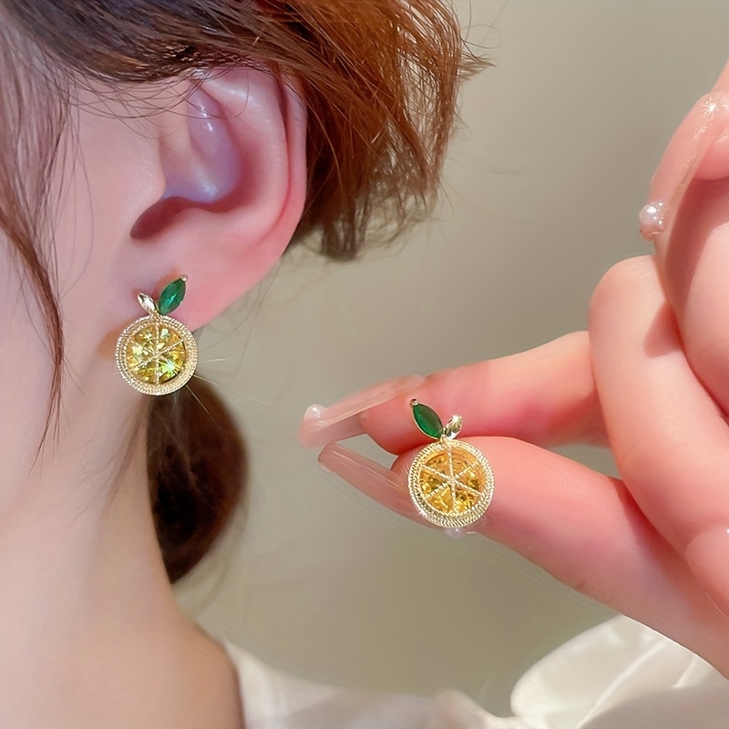 cute fruit lemon stud earrings creative earrings for women christmas gift new years gift valentines day gift for women mom girlfriend family friends 2
