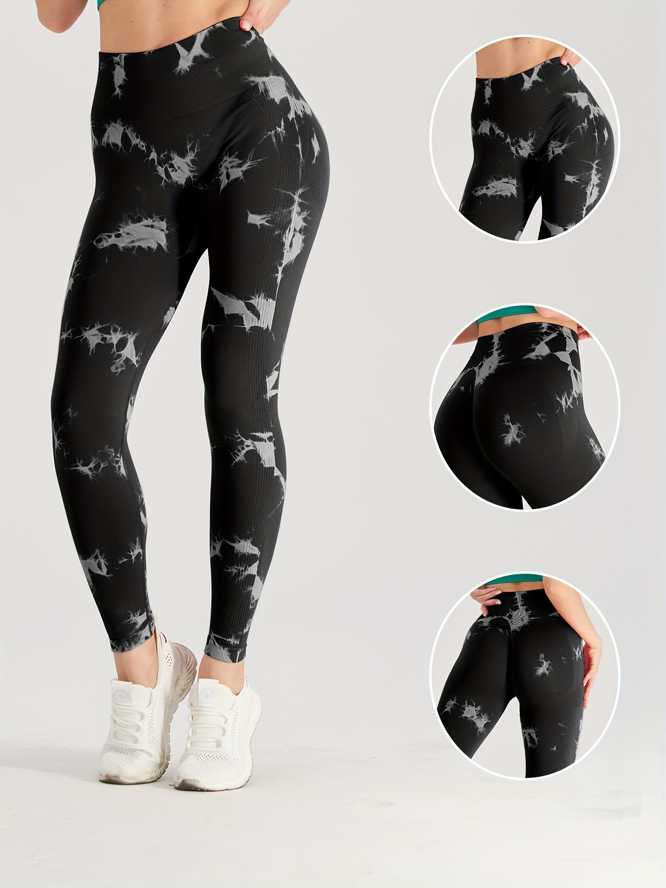 Pantalones de yoga de alta elasticidad con estampado tie dye, leggings  deportivos para correr y hacer ejercicio, ropa deportiva para mujeres