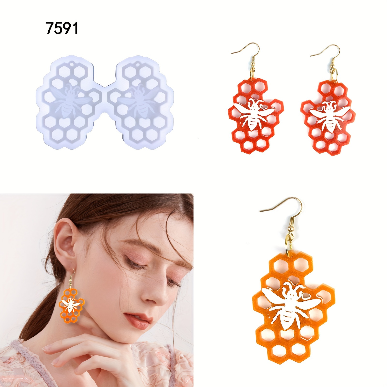 Silicone Earring Mold Earring Resin Mold Jewelry Making Casting Tools  Earring Hooks for Craft DIY Charms