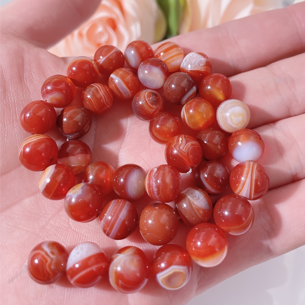 Red Faceted Agate Natural Stone Beads Crystal Round Loose Spacer Bead For  Jewelry Making DIY Needlework Bracelets Necklace 4-12MM
