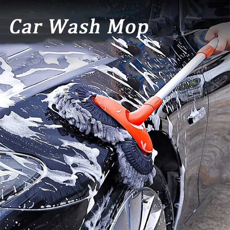 62'' Car Wash Brush Kit Mitt Mop Sponge with Long Handle, 1 Chenille  Scratch-Free Replacement Head, Car Wheel Tire Brush, Car Detailing  Brushes,Car