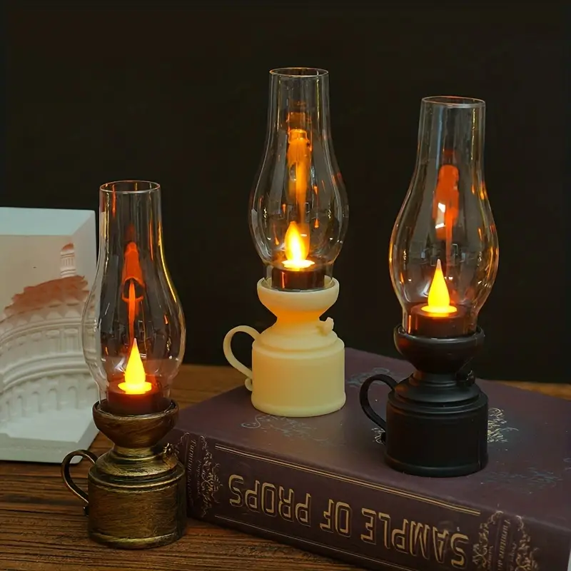 Retro Led Kerosene Lamp Night Light Table Lamp Bedside Light - Temu