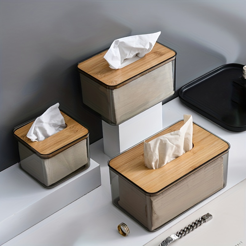 Caja de papel higiénico con cubierta de madera, caja de pañuelos