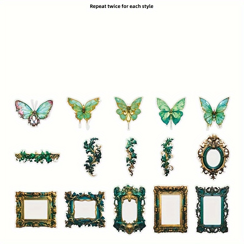 30pcs Dreamy Baroque Border Butterfly Stickers DIY Decor