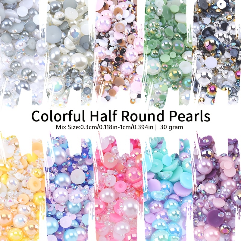 AB White Half Pearl Mixed Size from 1.5mm To 10mm DIY Craft ABS Resin  Flatback