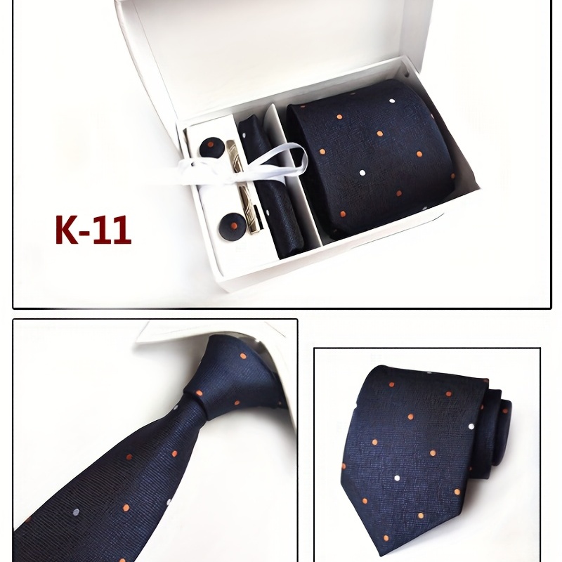 Men's Tie Dot Flower Striped Necktie Set