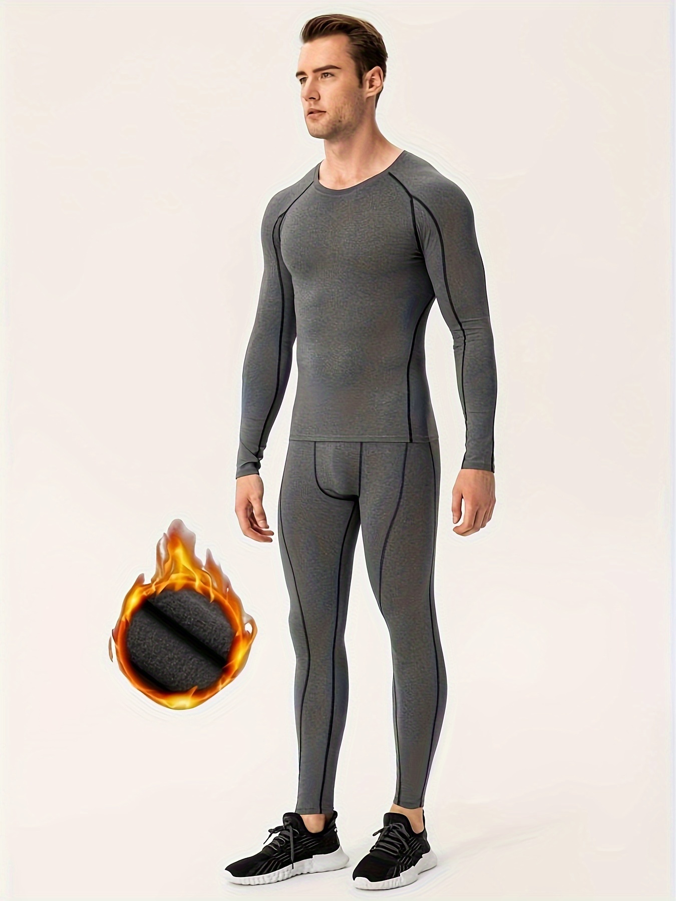 Ropa interior térmica para hombre, conjunto de pantalones largos con forro  polar capa base superior