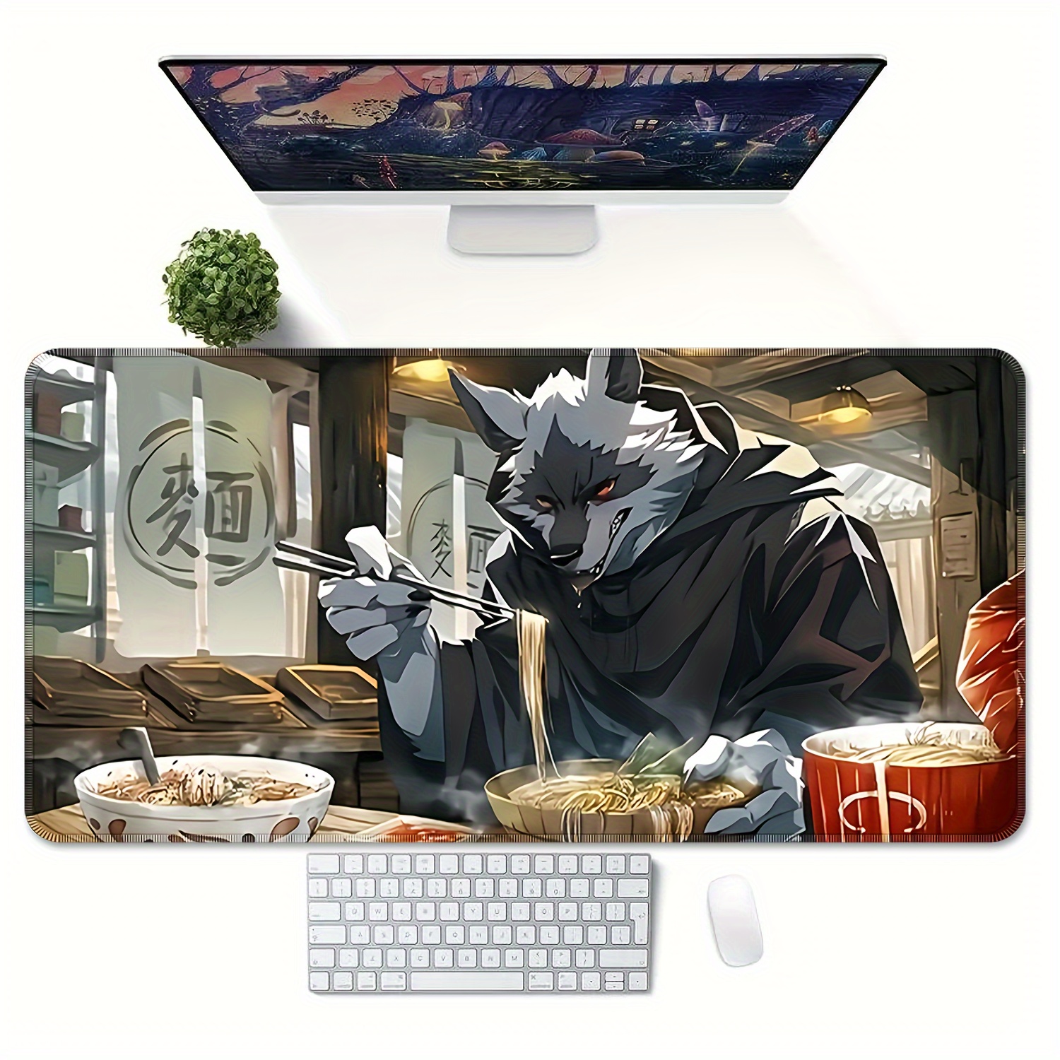

Cartoon Comic Wolf Large Mousepad Computer Hd Keyboard Pad Mouse Mat Desk Mats Natural Rubber Anti-slip Office Mouse Pad Desk Accessories
