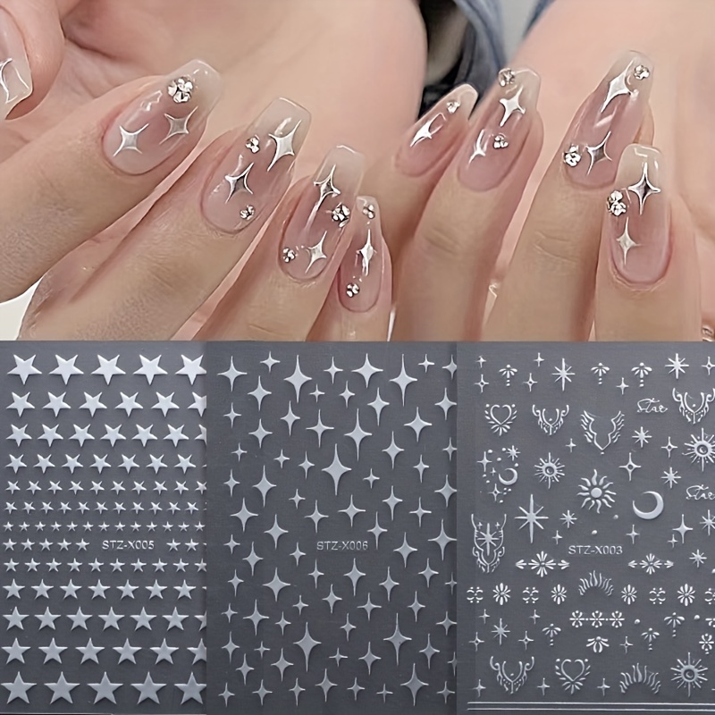 Nail Decals DIY Adhesive Love Heart Manicure 3D Nail Art Stickers Stars  Design