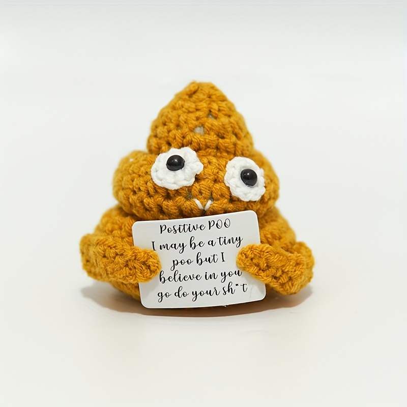 Funny Positive Poo Knitted Doll with Positive Card Creative Interesting  Knitted