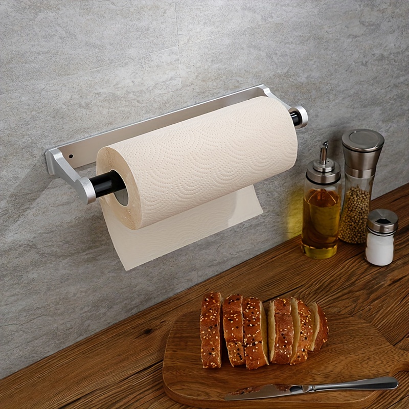 Aluminum Paper Towel Holder Wall Mount Under Cabinet Storage Rack
