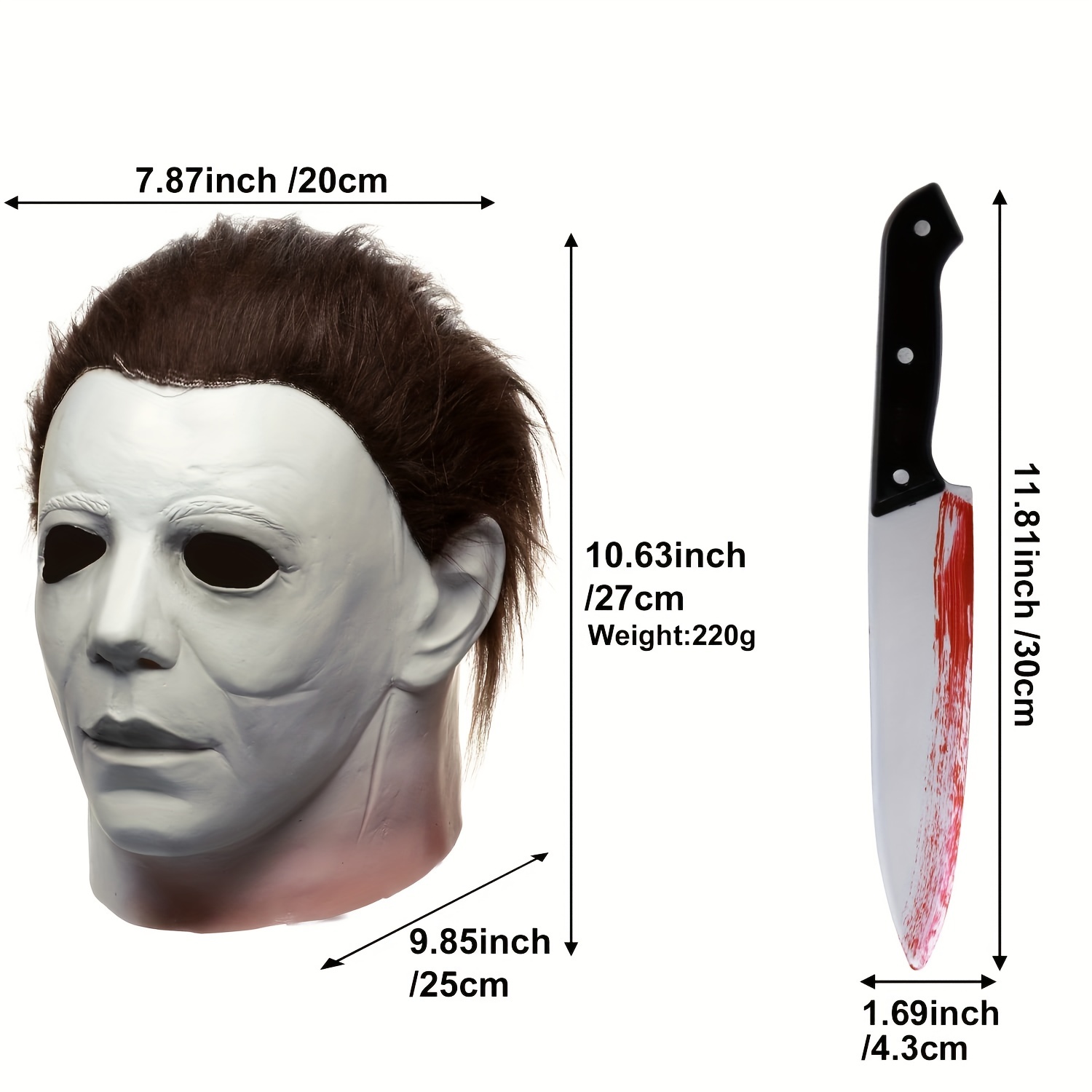 Halloween Scary Masks Pocket Knife Masquerade Cosplay Latex Temu
