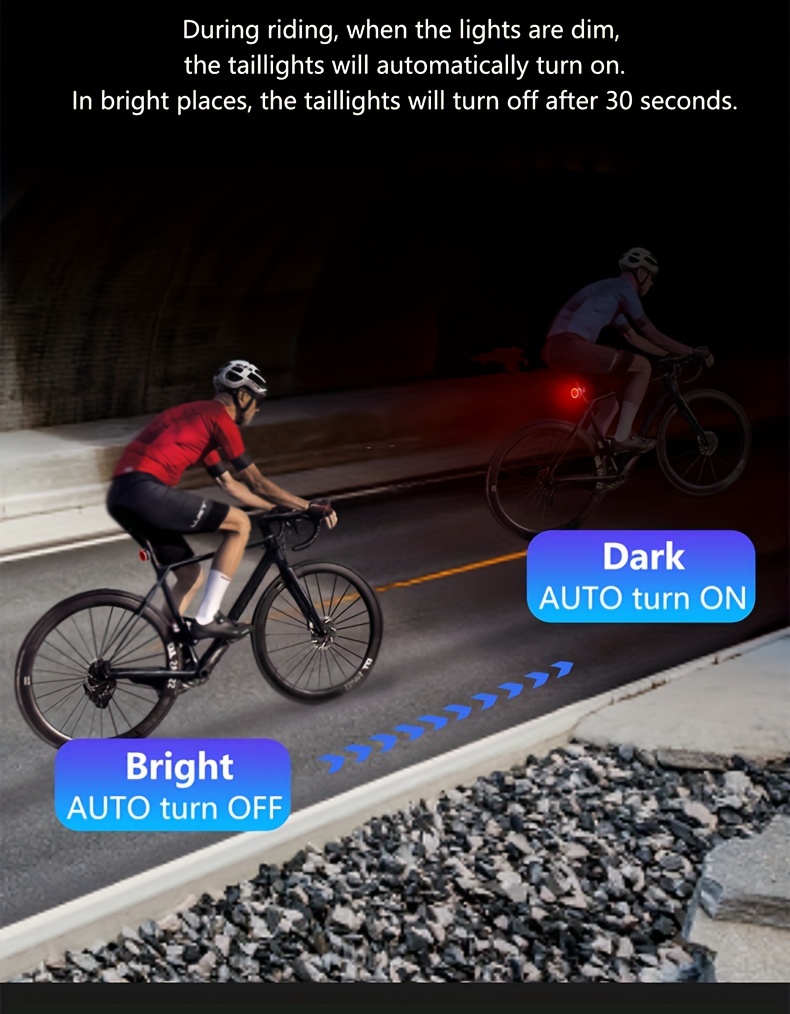 TWOOC Smart Bike Rear Light, Auto Start Stop Brake Sensing LED Charging Cycling Smart Bicycle Taillight