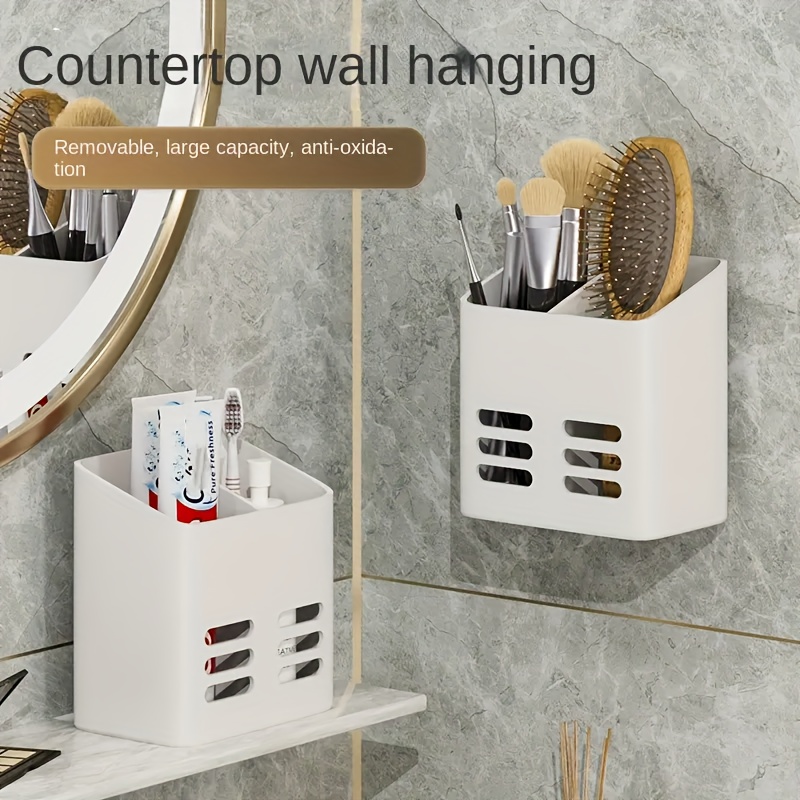 1pc Bathroom Toothbrush Toothpaste Comb Holder With Wall Mounted