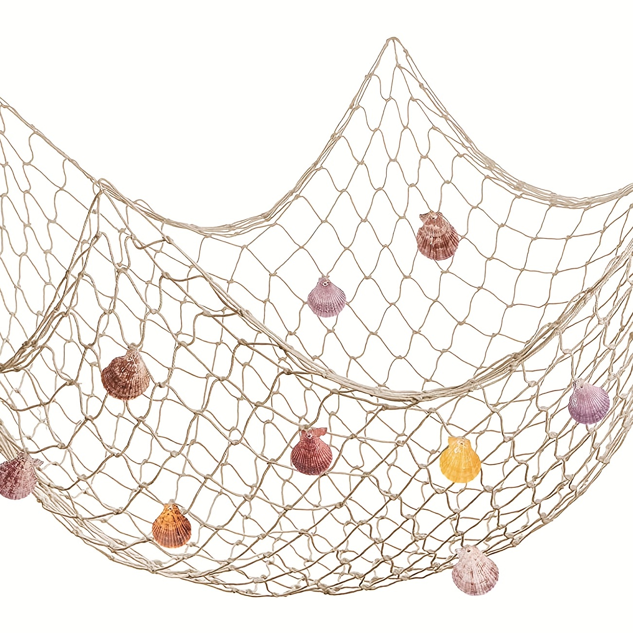 Fish Net Wall Decoration with Seashells Natural Fish Net Party