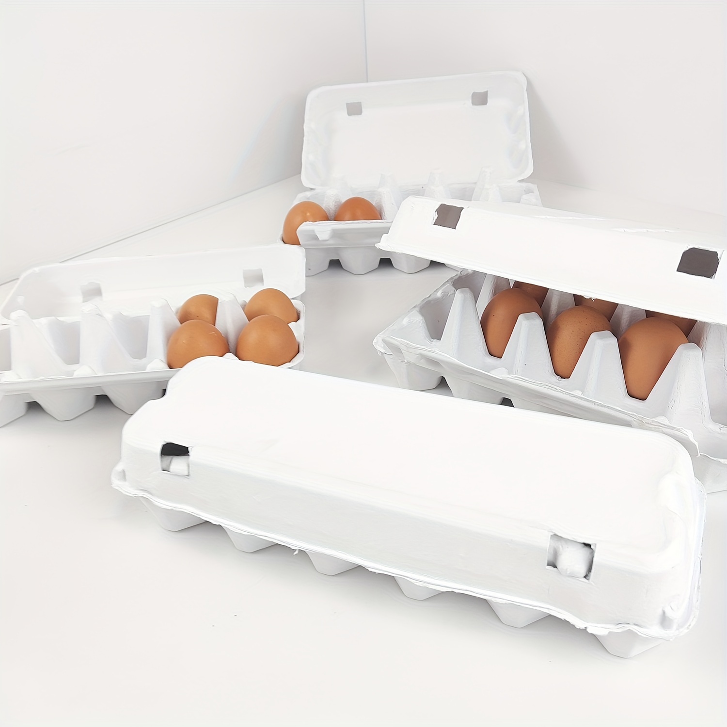 Bandeja protectora de huevos, 12 celdas, soporte de caja de almacenamiento  de plástico, paquete de 80