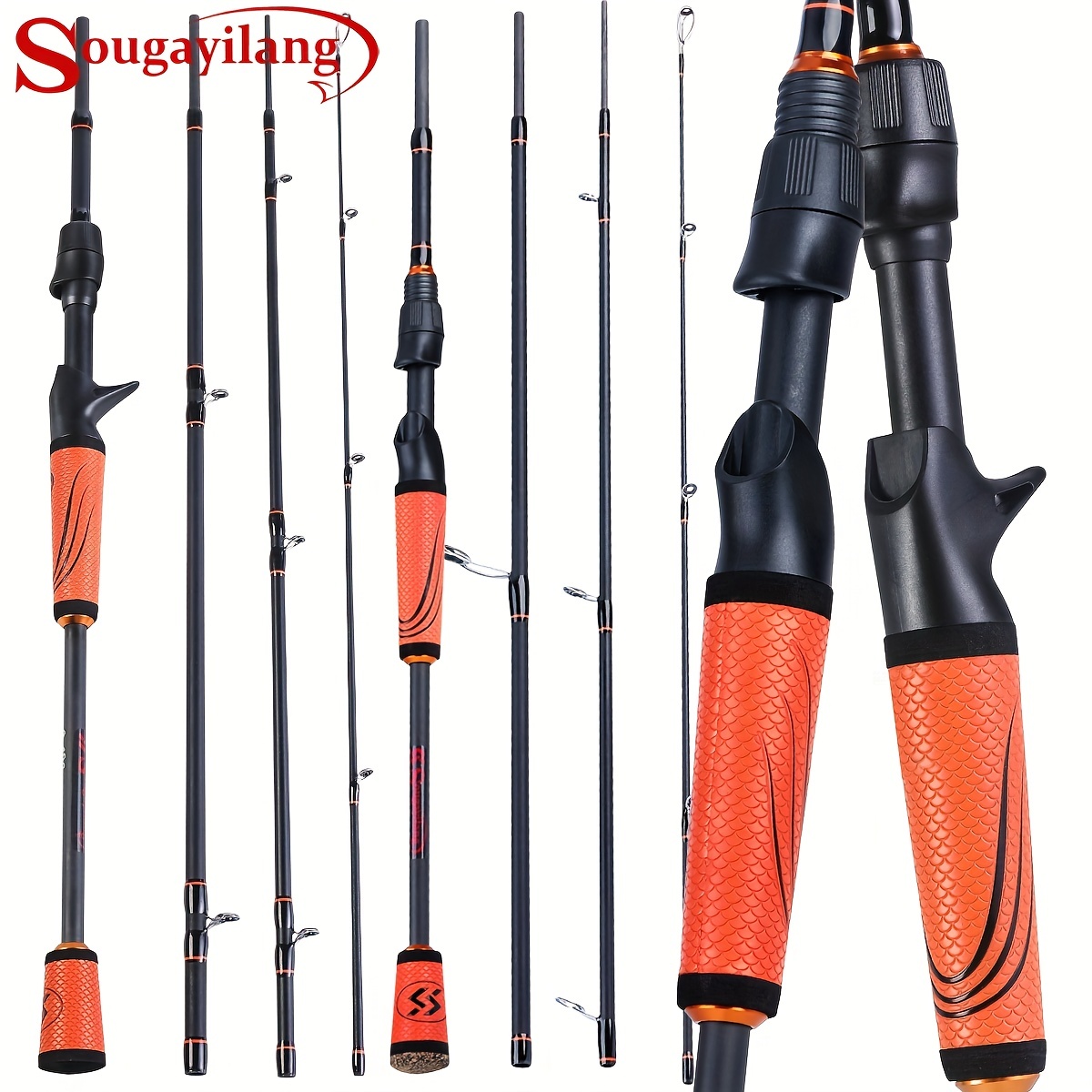 Sougayilang Ultralight Carbon Fiber Spinning/Casting Fishing Rod, Fishing  Pole With Rubber Handle For Advanced Anglers, 180cm/210cm (6ft/7ft)