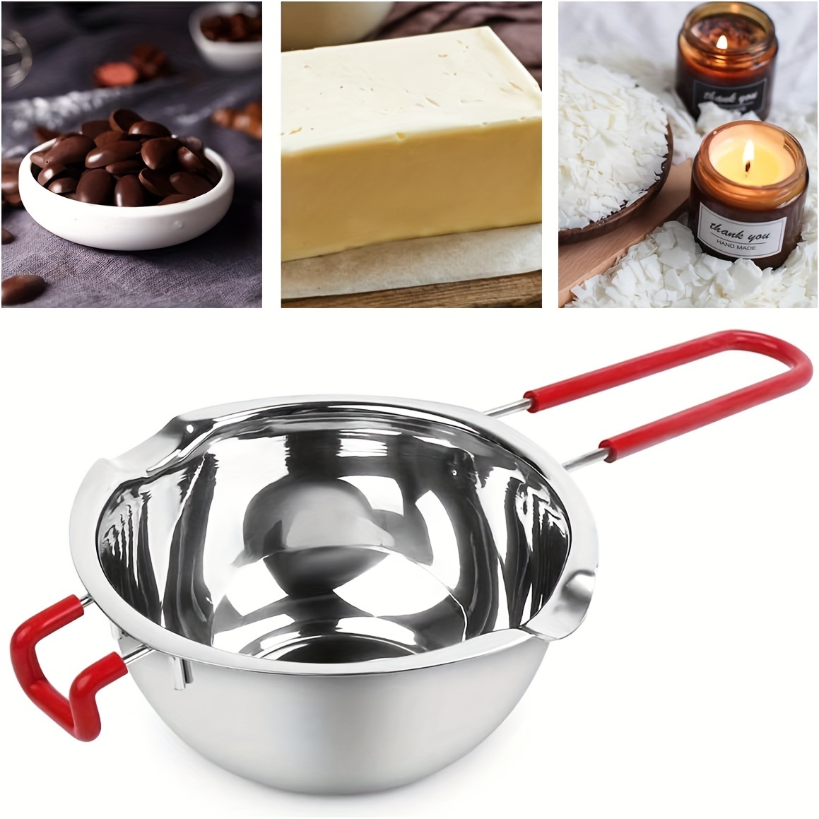 2Pcs Stainless Steel Wax Melting Pots Double Boiler for Candle