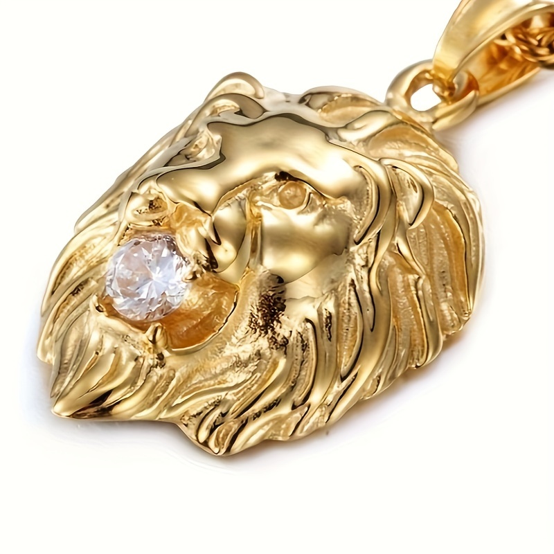 

Golden Animal Lion Cubic Zircon Pendant Necklace For Women Hip-hop Trendy Jewelry Gift