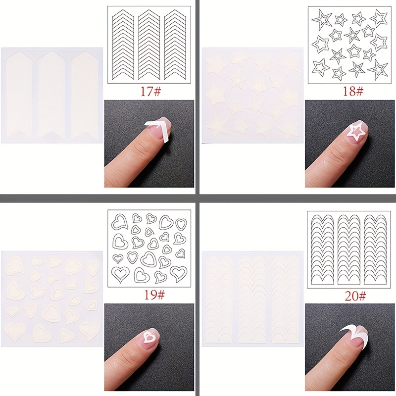 730pcs French Manicure Nail Art Stickers - Self-Adhesive Nail Tips Guides  for DIY Decoration and Stencil Tools