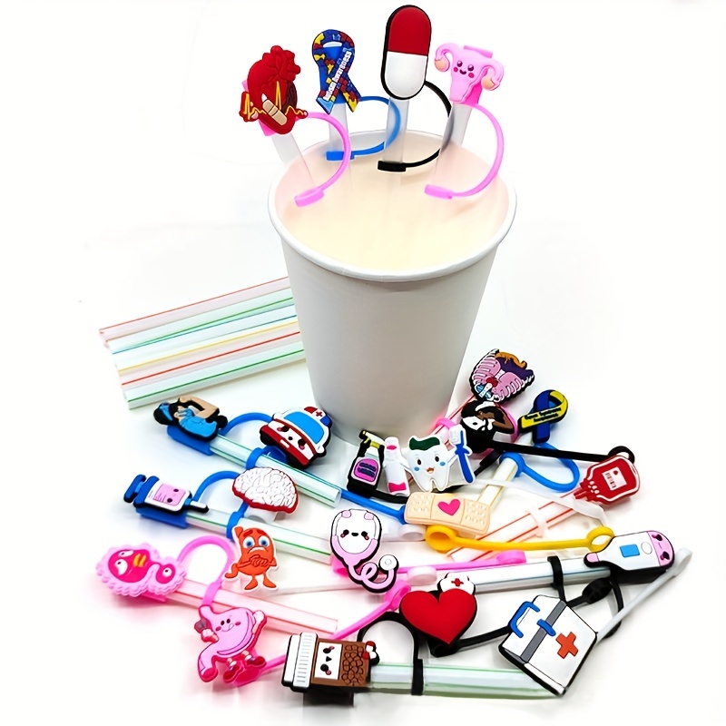 Soft Rubber Straw Cartoon Dust Reusable Straw Dust Plug Cute Milk Tea Cup  Straw Accessories - Temu