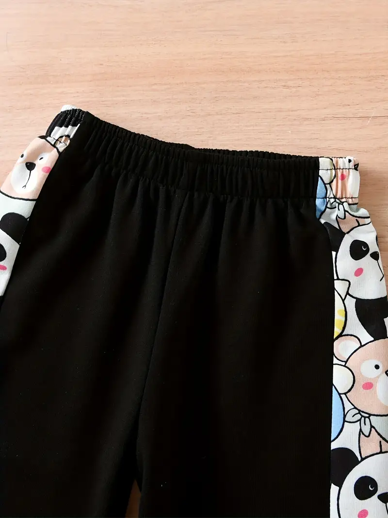 girls panda bear print outfit 2pcs hoodie sweatpants set toddler kids clothes for spring fall details 3