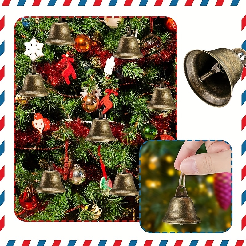 LUTER 100 cascabeles de Navidad, cascabeles de Navidad pequeños de 0.5  pulgadas, adornos de campanas doradas de Navidad para corona, joyería