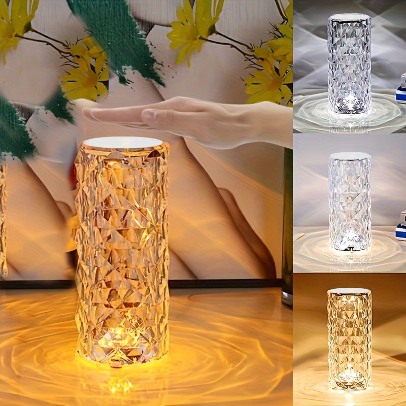 1pc Crystal Light, 3 Colors/16 Color Changing RGB Night Light, Touch Light,  USB Romantic LED Rose Table Lamp, Suitable For Bedroom And Living Room