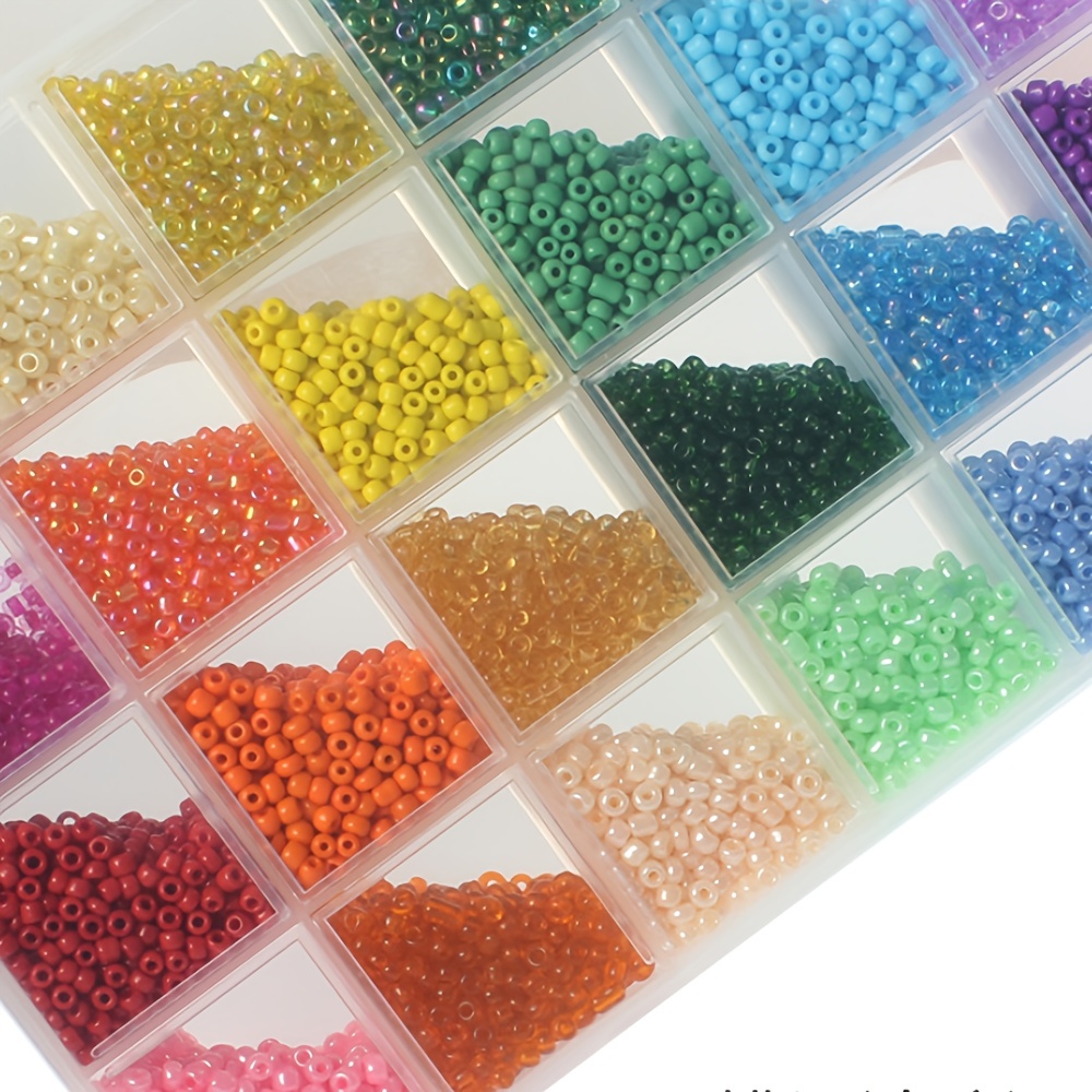 24 Color Glass Seed Bead Kit, Size 6/0, 4mm Glass Seed Bead