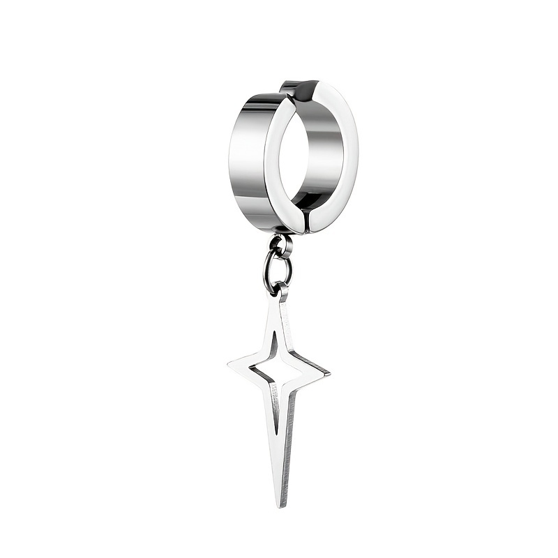 Stainless Steel Triangle Star Dangle Earring