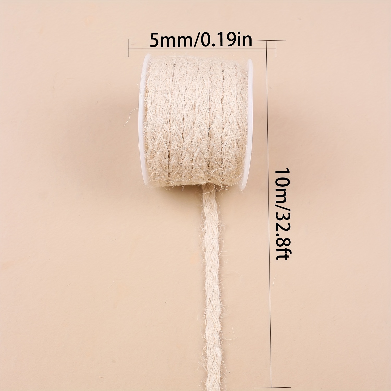 Image of 10m 5mm White Hand-woven Jute Rope For Diy Crafts, Decorative Jute Rope, Holiday Gift Wrapping, And Bundling