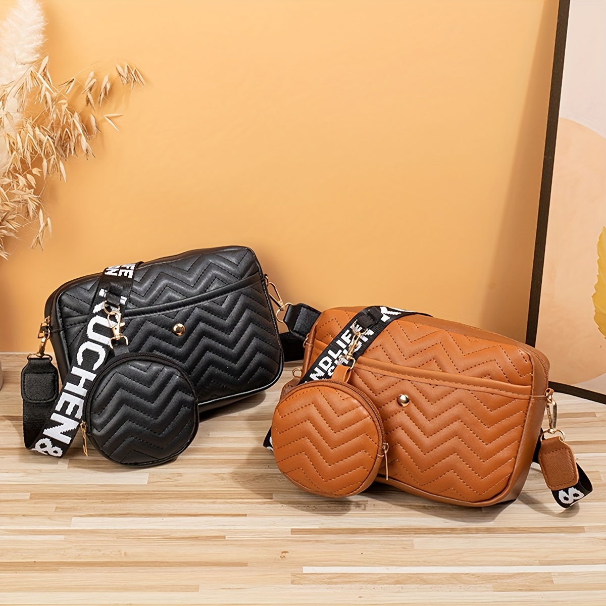 Handbag, Small Fashion Cute Crossbody Bags Set, Quilted Detail Shoulder Bag  With Mini Purse - Temu