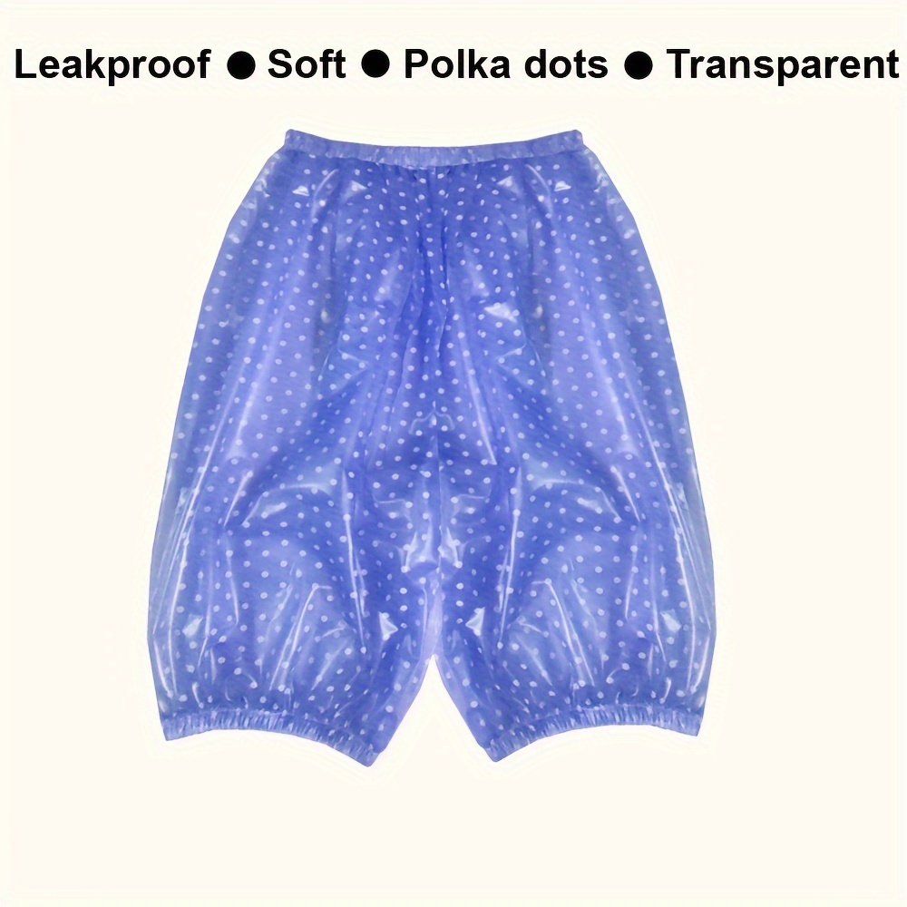 Adult Plastic Pants,Reusable Washable Adult Rubber Pants, Waterproof  Incontinent Underpants,Adult Transparent Polka Dot PVC Open Button Plastic  Shorts