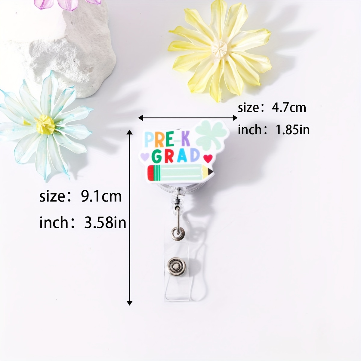 Cat,pc St. Patrick's Day Telescopic ID Badge Holder Keychain Brooch Acrylic Badge Reel Name Tag Clip, Cute Retractable ID Card Holder for Office