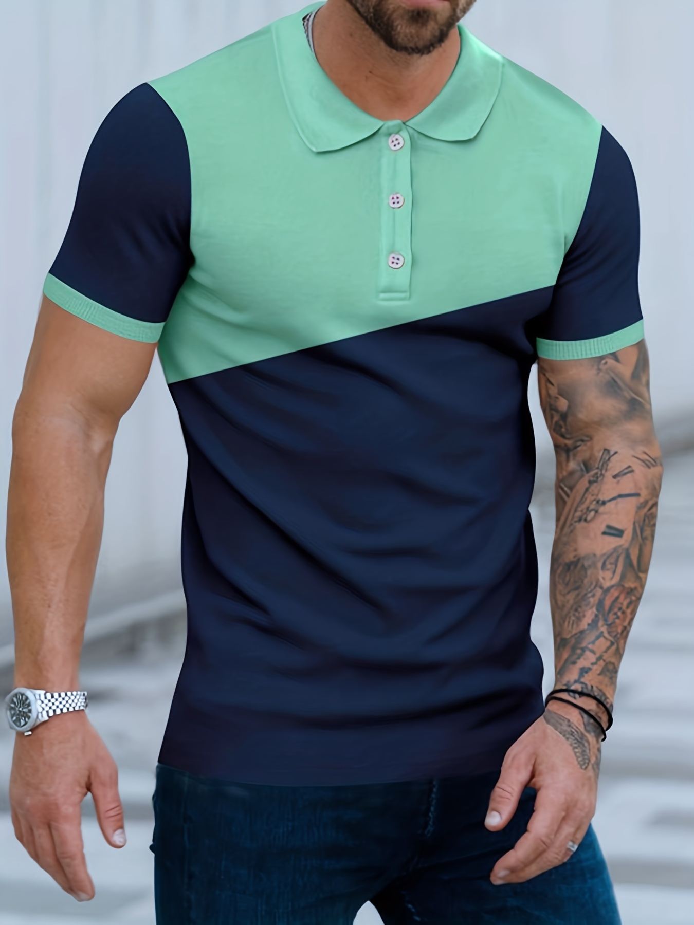 Men's color shop block polo shirt