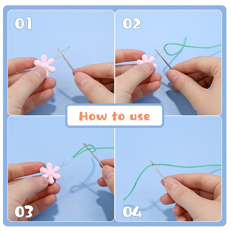 Plastic Large Eye Sewing Needles Set with Storage Box for Crafting