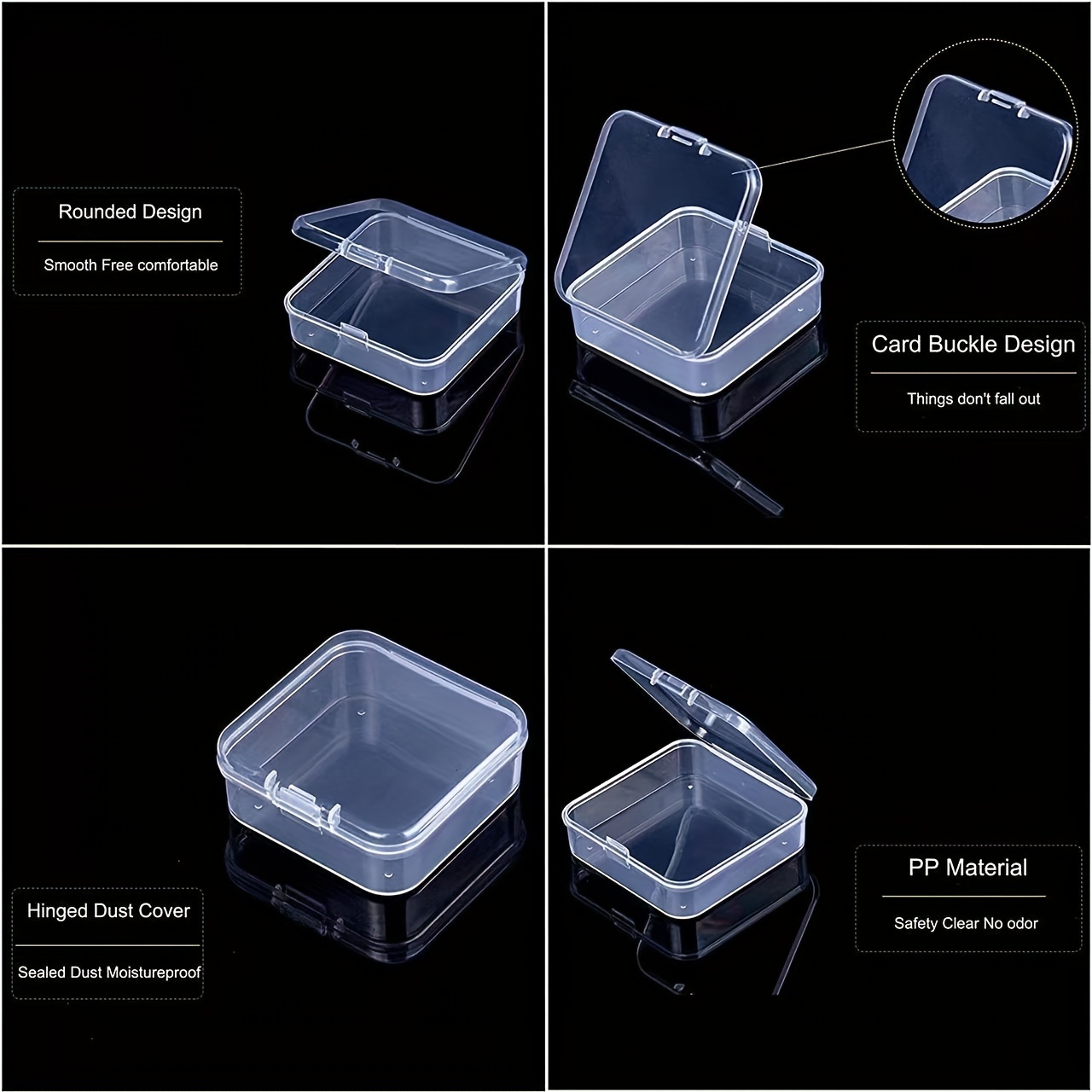 16 Pcs Transparent Mini Storage Box, Plastic Storage Containers