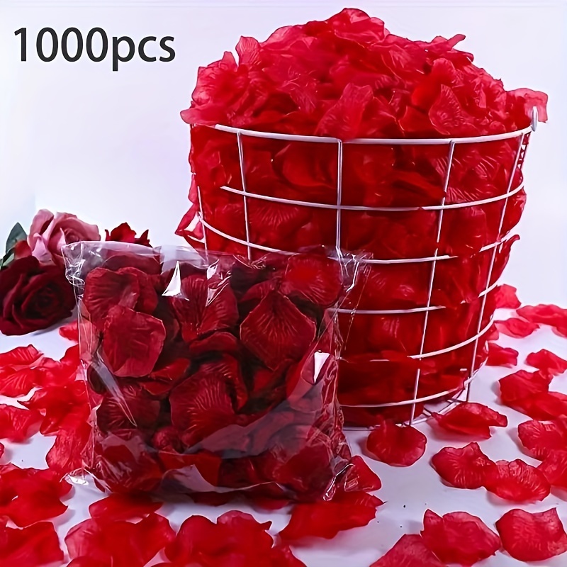 600 pétalos de rosa artificiales con 12 velas LED de té, velas románticas  para noche romántica, día de San Valentín, aniversario, boda, luna de miel