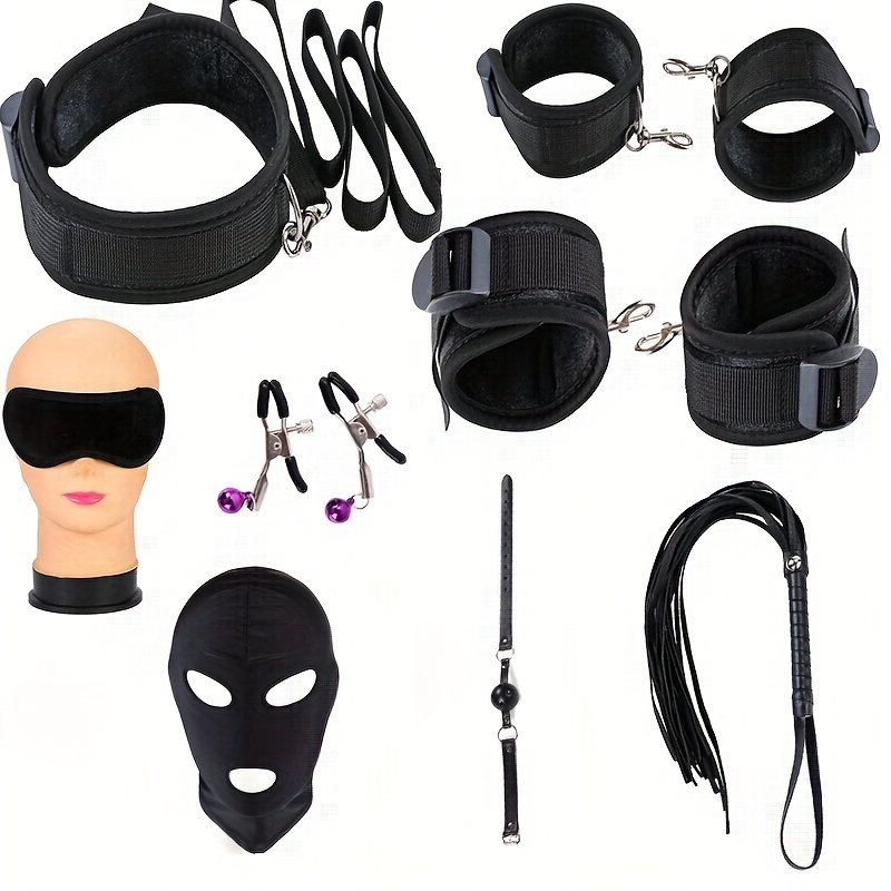 Kit de BDSM Bondage SM SM Masque Yeux bouche Plug cravache de cuir