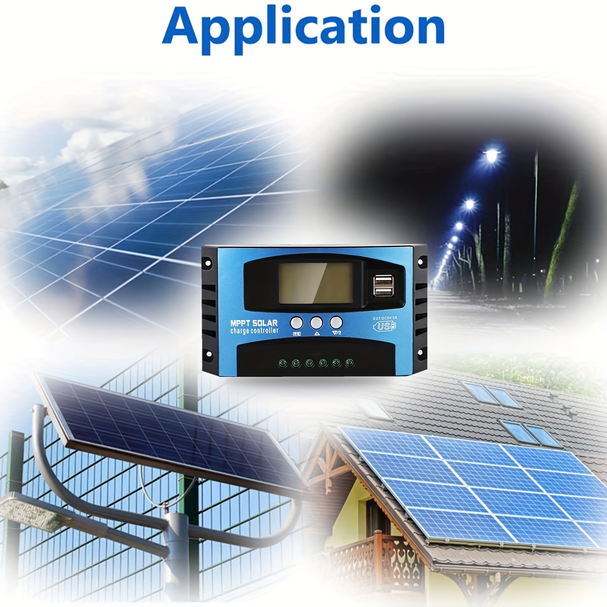 Controlador de carga Solar de 30A, 20A, 10A, Panel Solar, 12V, 24V, batería  de litio automática, batería de plomo ácido con LCD, salida USB Dual de 5V  - AliExpress