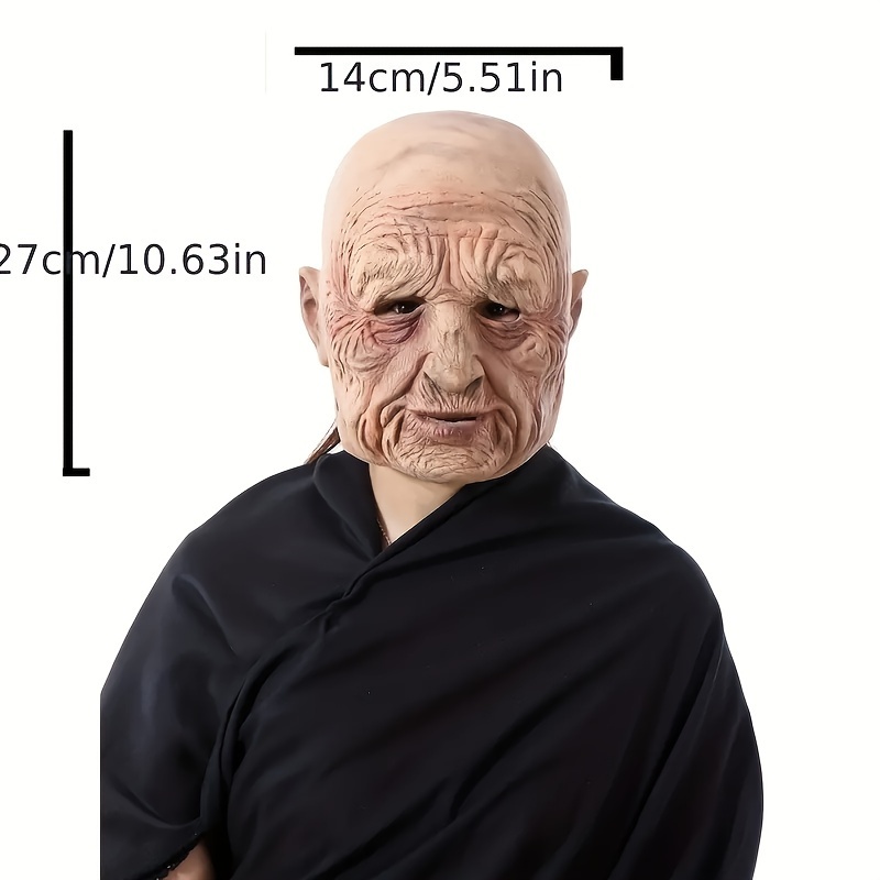 US Cosplay Bald Old Man Creepy Wrinkle Face Mask Halloween Party