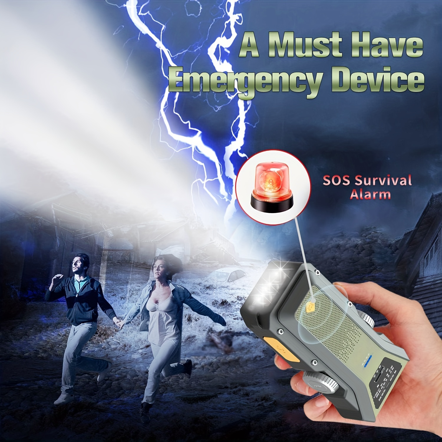 Radio à manivelle à énergie solaire, radio à manivelle d'urgence avec lampe  de poche et chargeur de téléphone portable, radio météo AM/FM NOAA