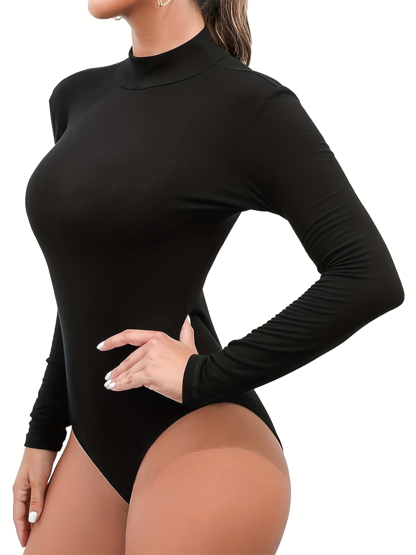 Simple Solid Shaping Bodysuit, Long Sleeve Tummy Control Slimmer Body  Shaper, Women's Underwear & Shapewear
