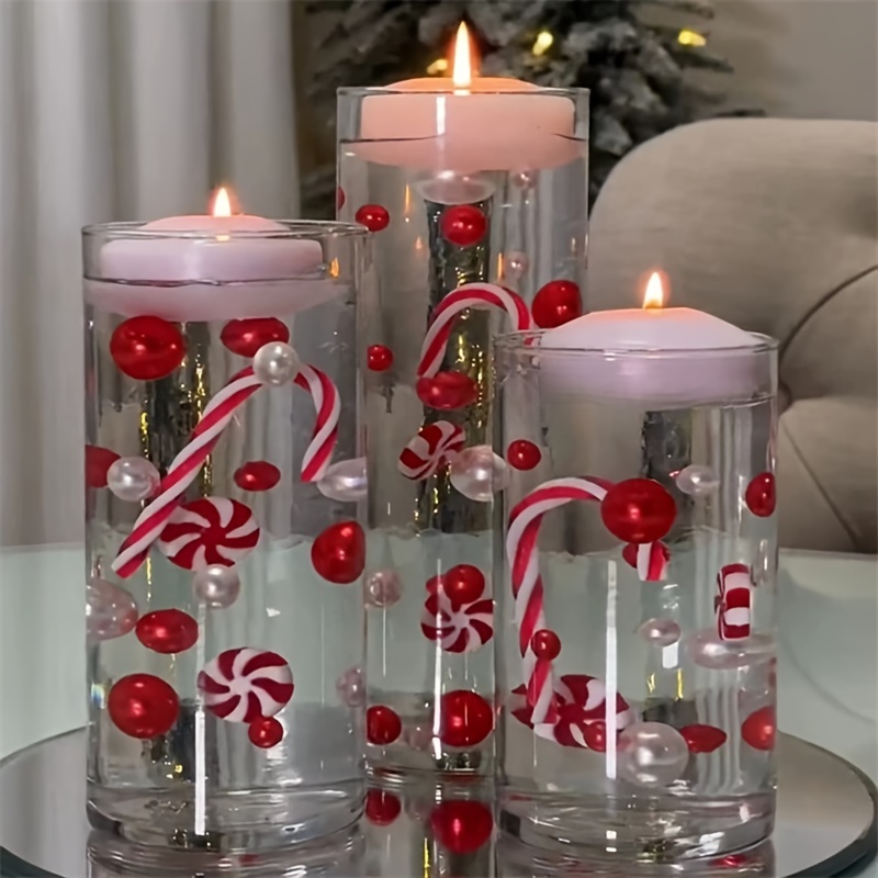 2124 Pieces Christmas Vase Filler Pearls Including 8 Suspending Candles for  V